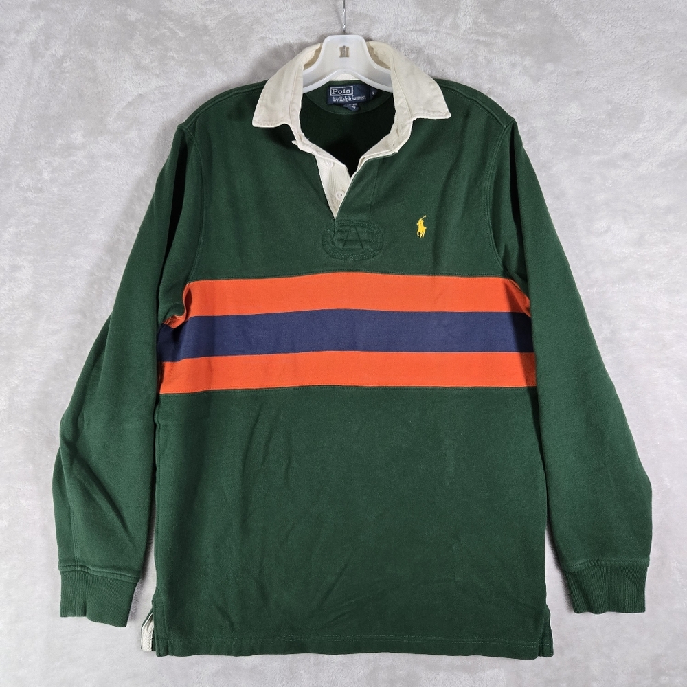 Polo Ralph Lauren Rugby Fleece Lined Polo Mens Sz S Small Long Sleeve Colorblock